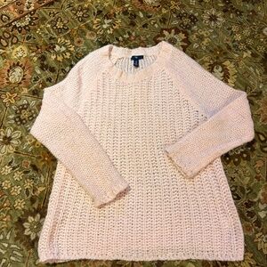 GAP Womens Light Blush Pink Textured Chunky Open Knit Wool Blend Cozy Sweater--M
